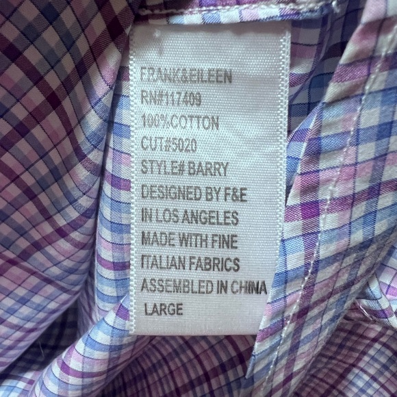 Frank & Eileen Barry Women’s Large Multicolor Checkered Shirt EUC 100% Cotten - Picture 7 of 11
